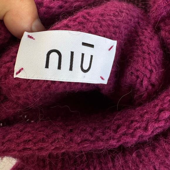 NIU Sweater Womens S Pink Chunky Knit Italian Alpaca Wool High Neck Warm Cozy - Picture 13 of 15